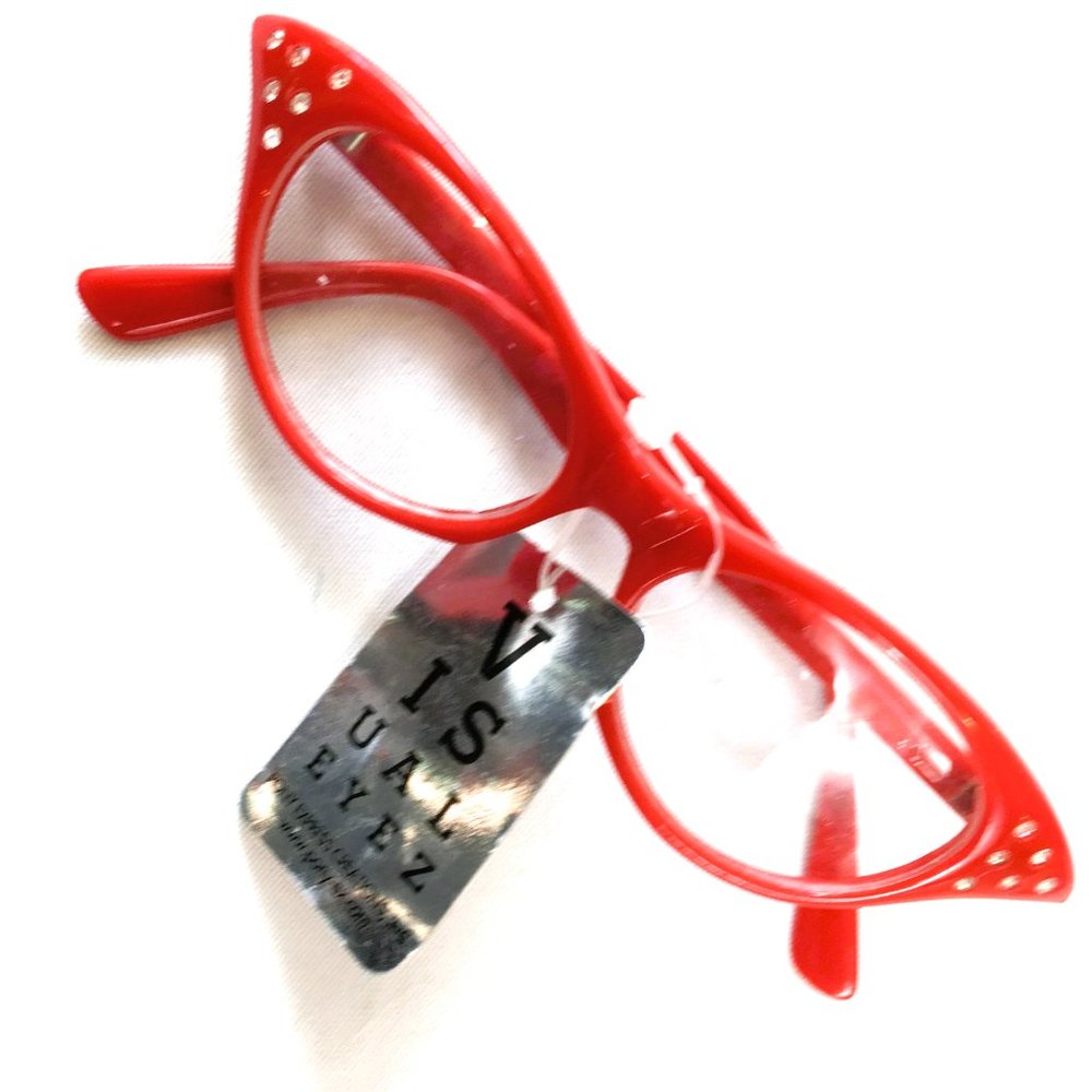 50’s Style Red Jeweled Cat Eye Eyeglasses NWT NOS Vtg